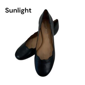 Copper Key Women Black Smooth Lovely Leather Scalloped Ballet Flats Size 8